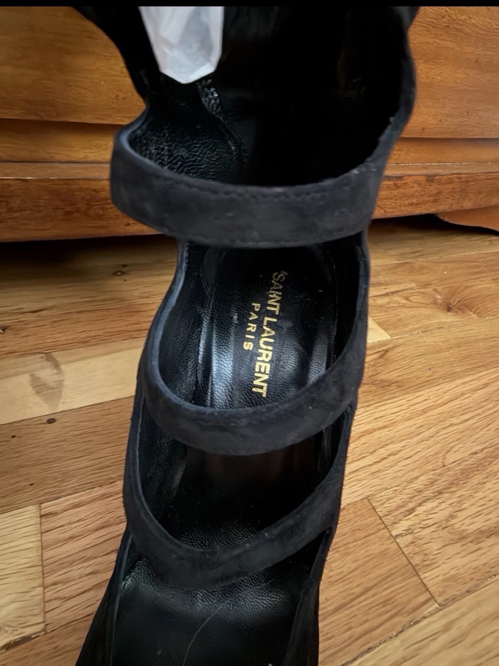 Saint Laurent Black Joplin 105Over-the-Knee Cutout Block Heel Boots - Picture 5 of 9